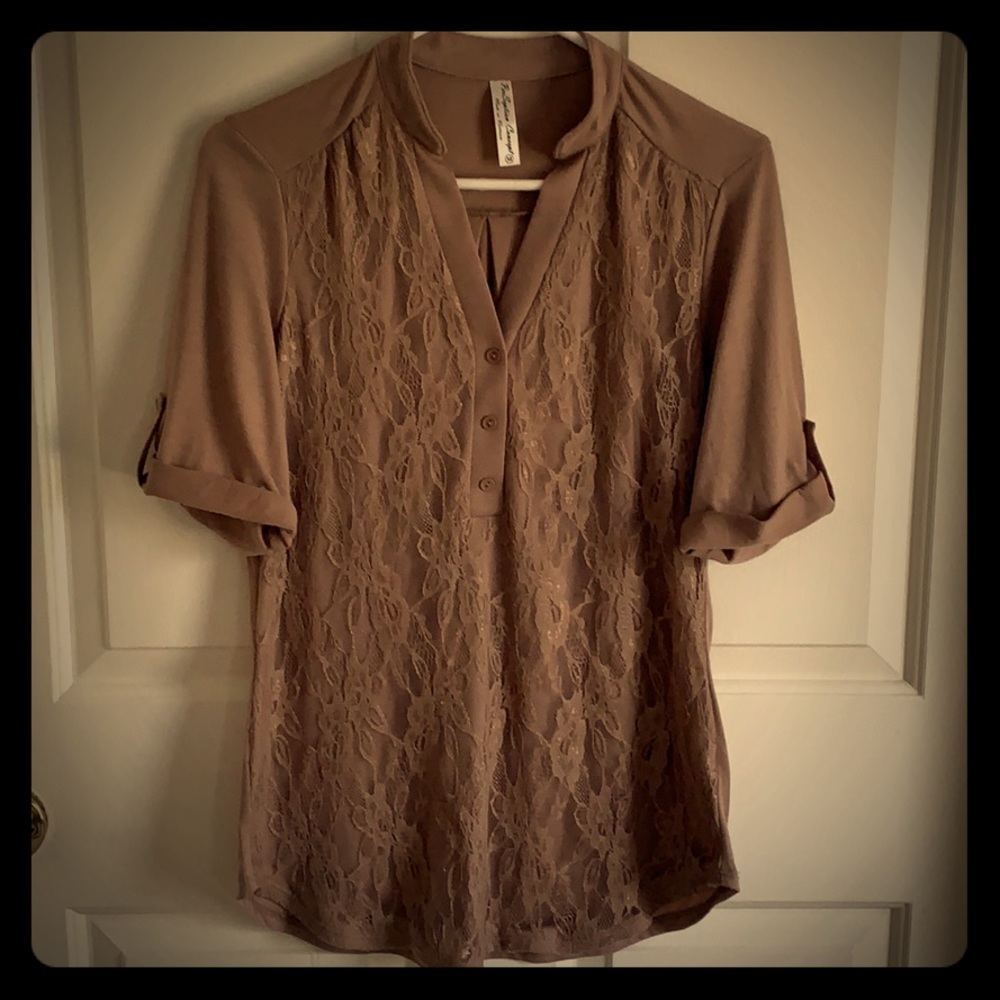 PerSeption Concept Stretchy Beige Top